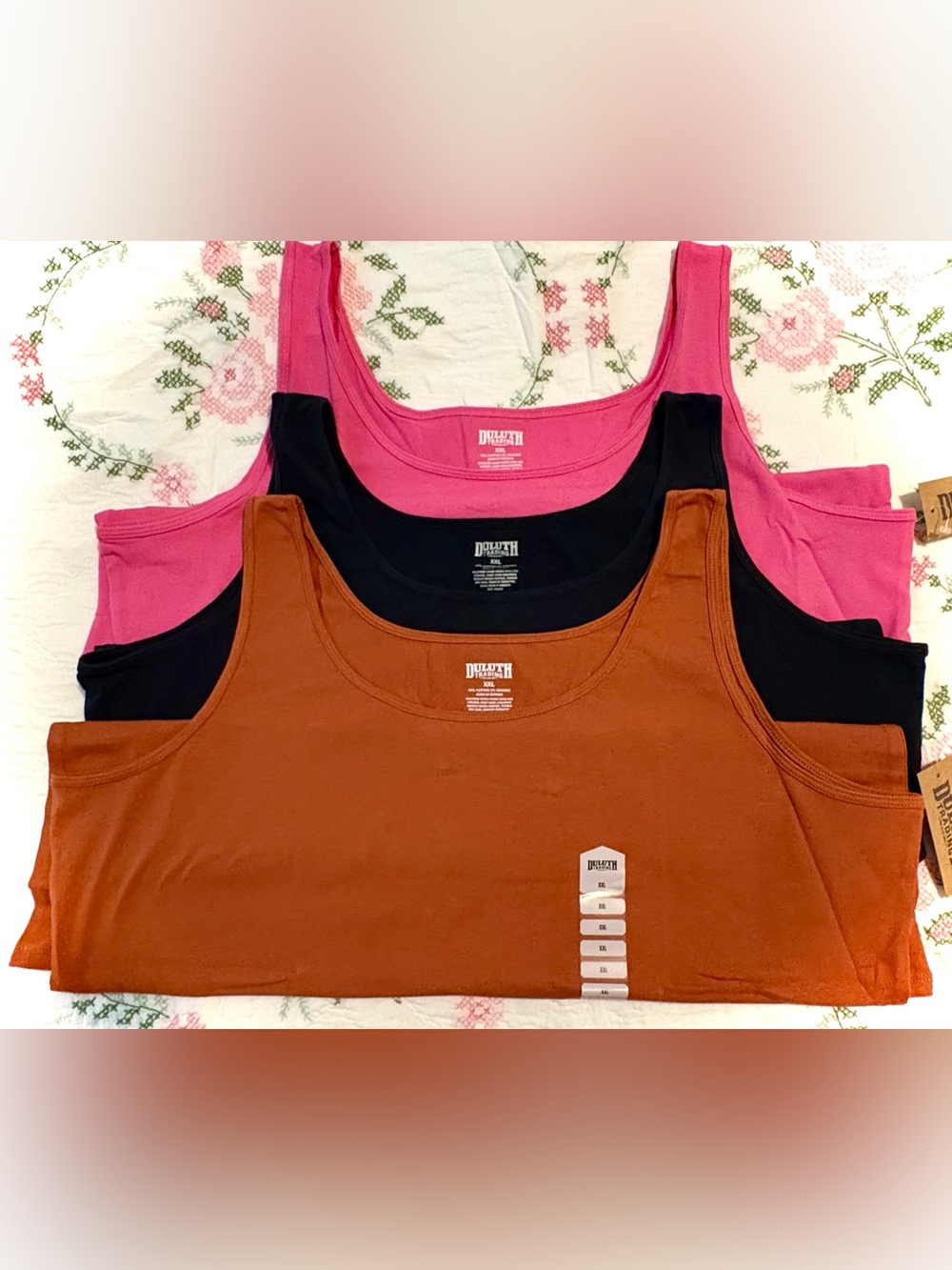 Duluth Trading Co Women's Scoop Neck Tank Tops Bundle of 3- Pink, Black, Auburn